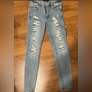 Aeropostale Light Blue Skinny Distressed Jeans